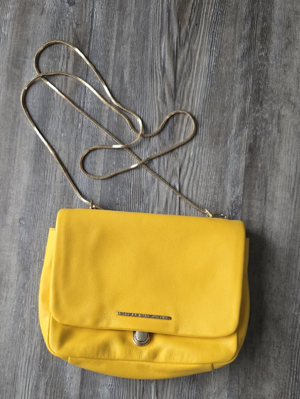 Marc by Marc Jacobs Yellow Leather Crossbody with Gold Chain